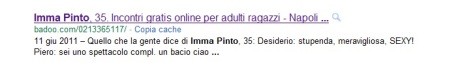 Imma Pinto nella serp di Google